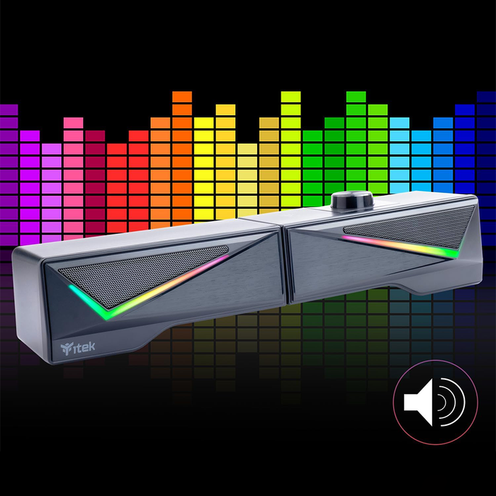 Soundbar 2 in 1 Altoparlante Stereo Bluetooth con Luci RGB e Controlli Touch