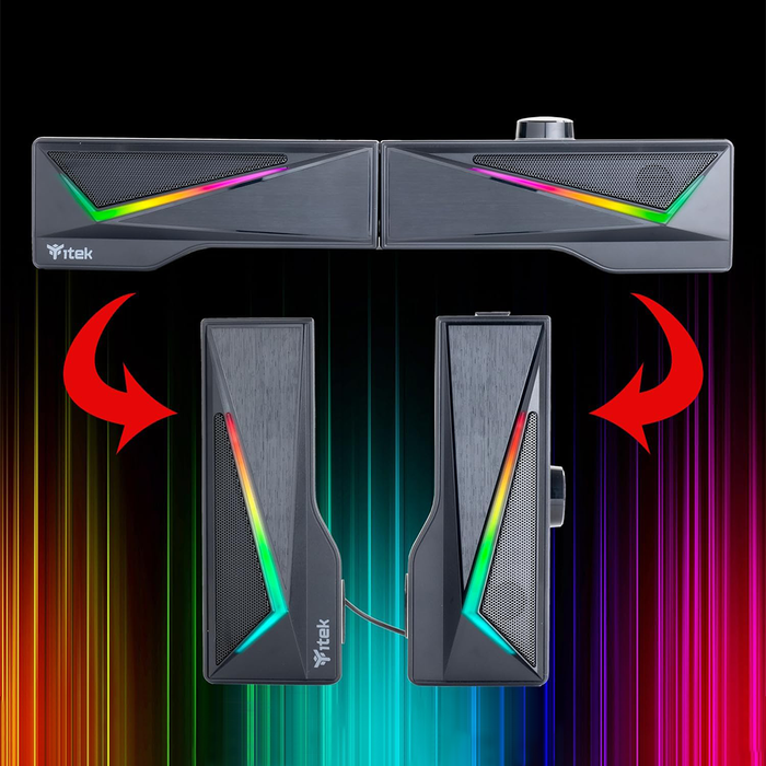 Soundbar 2 in 1 Altoparlante Stereo Bluetooth con Luci RGB e Controlli Touch