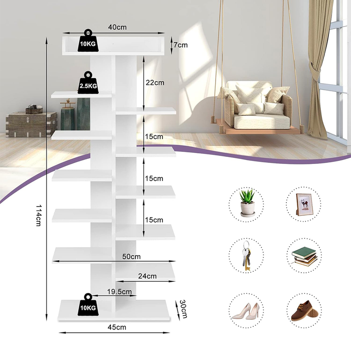 Scarpiera Salvaspazio Verticale a 12 Ripiani