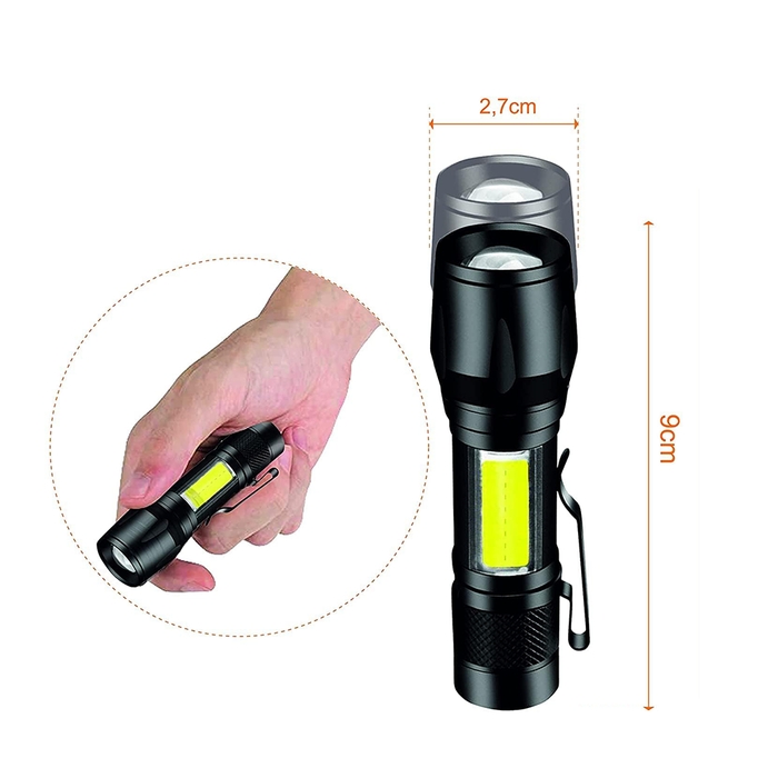 Torcia LED Compatta Impermeabile con Ricarica USB