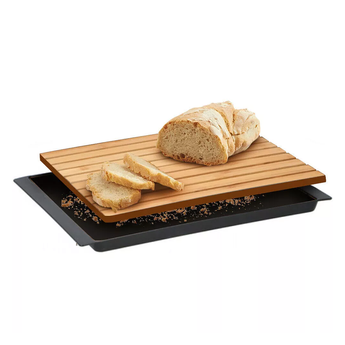 Tagliere per Pane in Legno con Vaschetta Raccogli Briciole