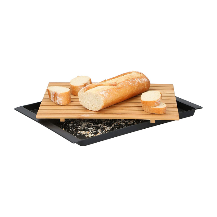 Tagliere per Pane in Legno con Vaschetta Raccogli Briciole