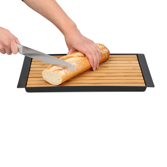 Tagliere per Pane in Legno con Vaschetta Raccogli Briciole