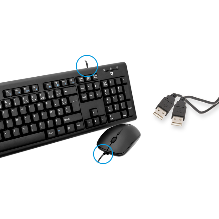 Tastiera e Mouse 1200 DPI USB con Cavo 1,5M