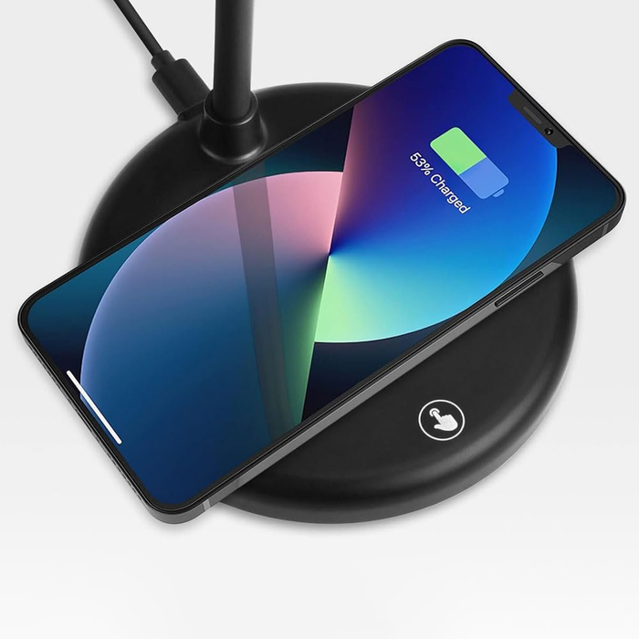 LED Lamp with Wireless Charging and Built-in Battery