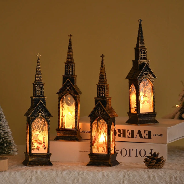 Christmas Church LED Lantern with Christmas Motif