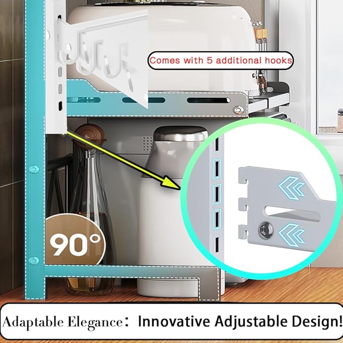 Adjustable Kitchen Shelf for Microwave and Utensils – Space-Saving Multi-Tier Steel Rack