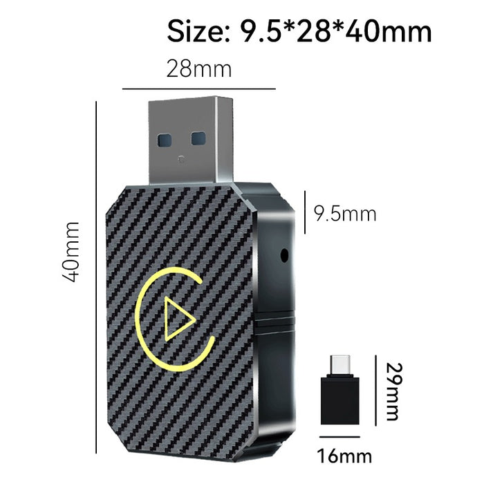 Misure adattatore CarPlay wireless 40x28x9,5 mm