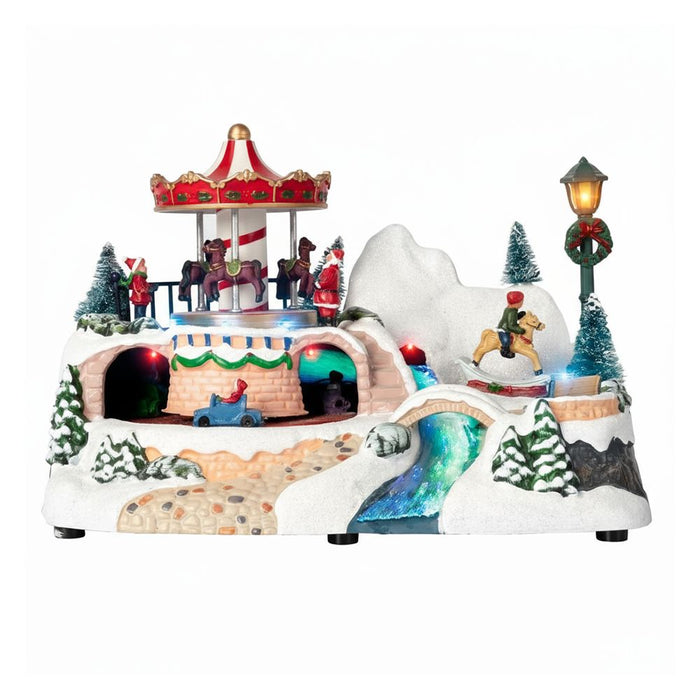 Carillon Natalizio Parco Giochi Incantato con Luci LED e Movimento