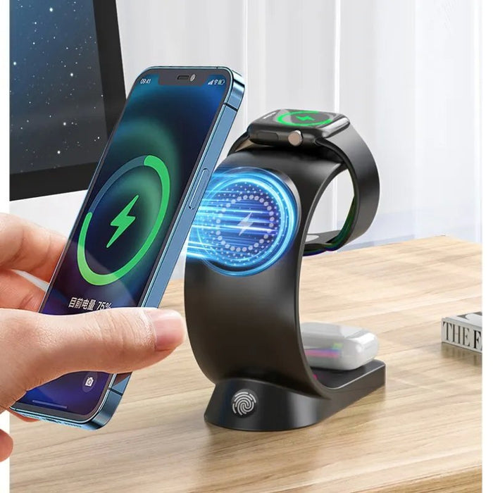 3-in-1 Charging Station with LED Light – Charge and light up in style!