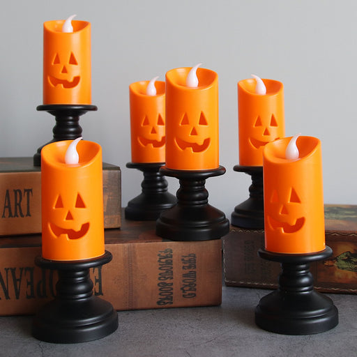 Candele LED zucca di Halloween arancioni con fiamma finta