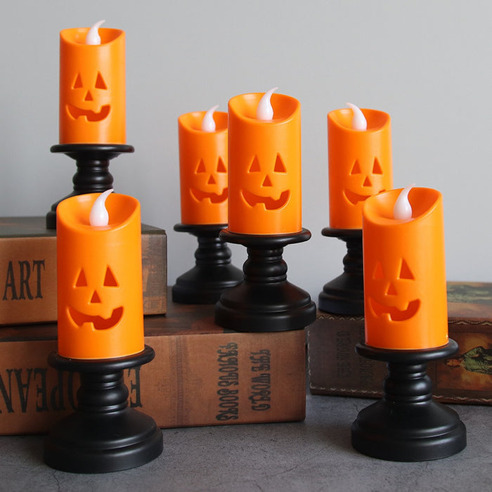 Candele LED zucca di Halloween arancioni con fiamma finta