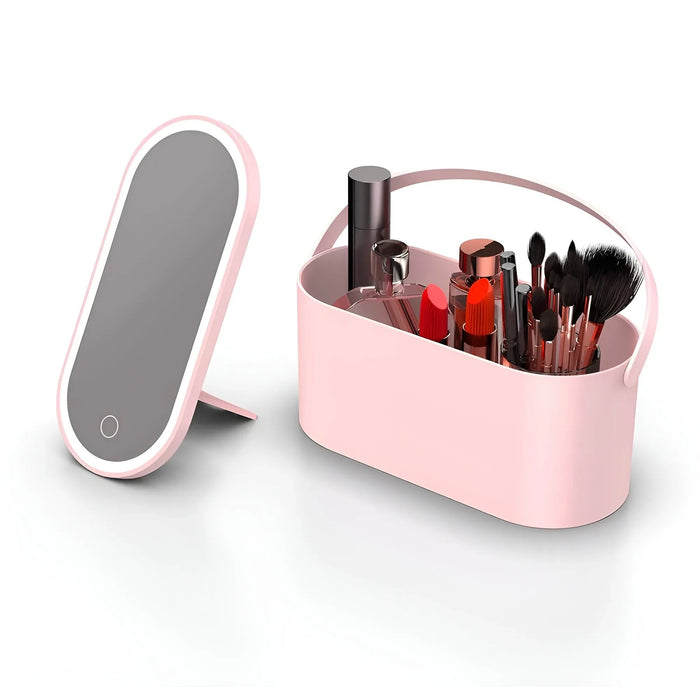 Beauty Case with Portable LED Mirror