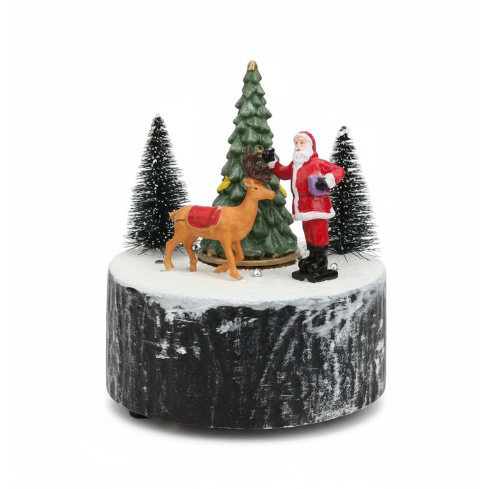 Carillon Natalizio Babbo Natale con Renna con Musica, Luci e Movimento