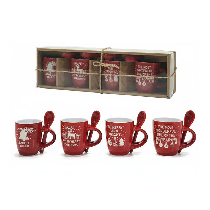 Tazzine Natalizie in Ceramica con Cucchiaini Coordinati