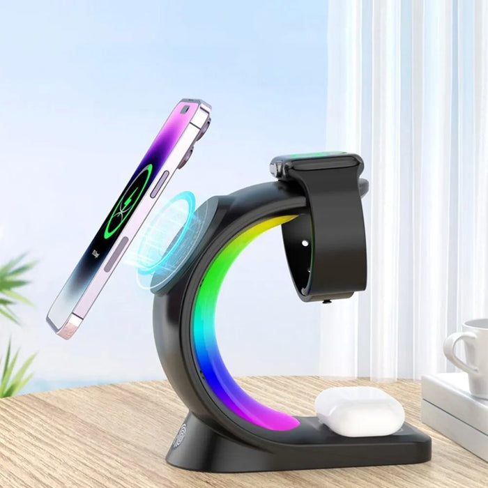 3-in-1 Charging Station with LED Light – Charge and light up in style!