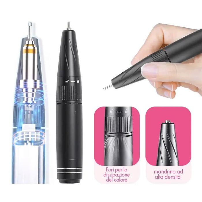 NailPro Turbo Drill – Trapano elettrico cordless ad alta velocità per manicure professionali