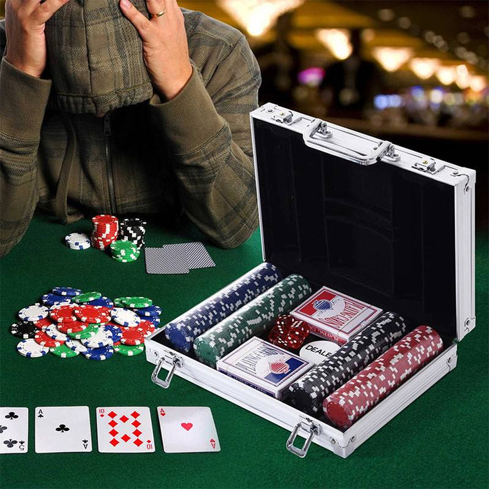 Professional Aluminum Poker Case with 200 Chips and 2 Decks of Cards