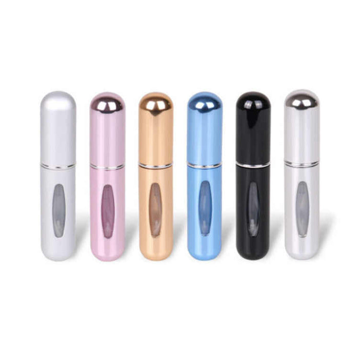 Set of 5 Refillable 5ml Aluminum Spray Bottles, Compact and Portable for Perfumes