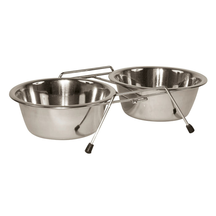 Double Stainless Steel Pet Bowl with Non-Slip Stand
