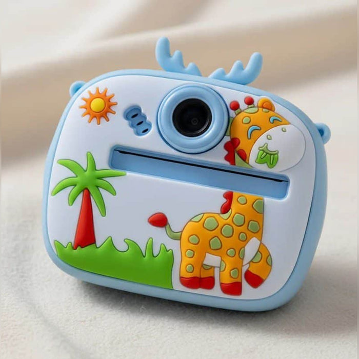 Dettaglio fotocamera giraffa con decorazioni in rilievo