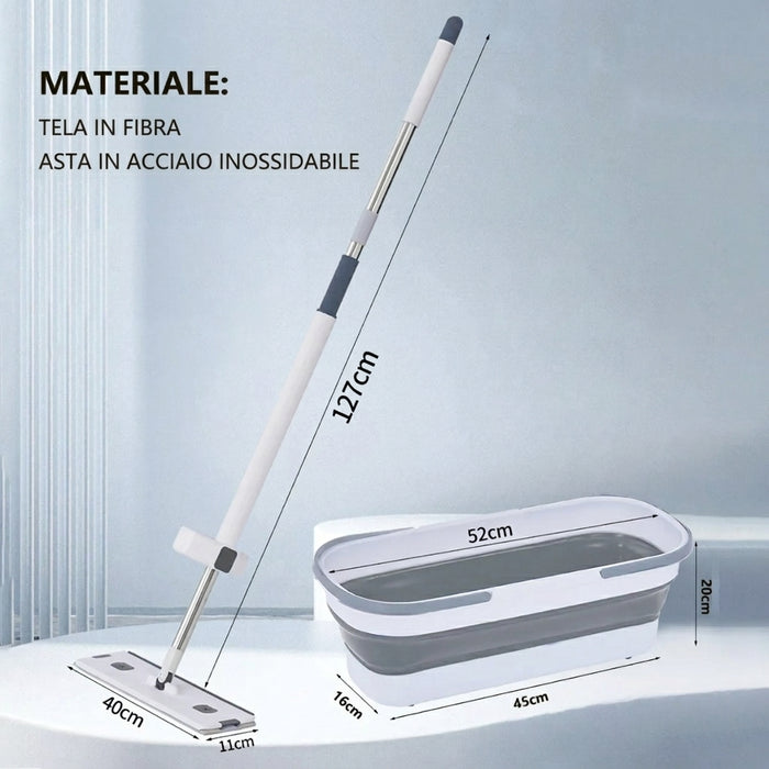 Alice Scopa con Sistema Pulizia a 360° con Secchio Richiudibile