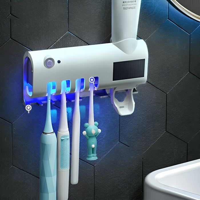 Automatic Toothbrush Holder with Wall Mounted Toothpaste Dispenser