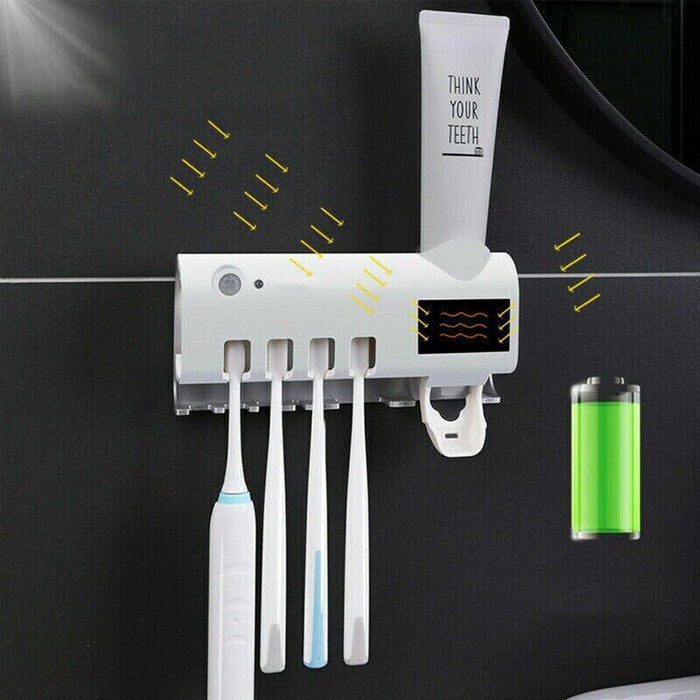 Automatic Toothbrush Holder with Wall Mounted Toothpaste Dispenser