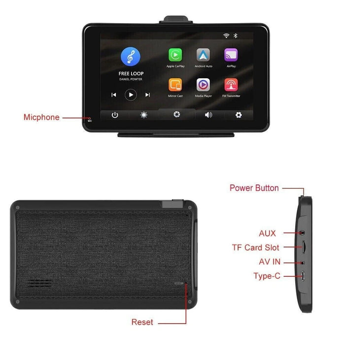 Monitor Touch Screen 7" Portatile con CarPlay e Android Auto