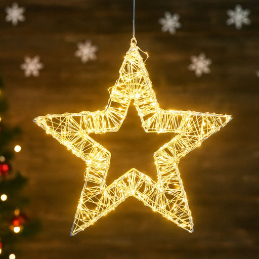 Stella luminosa di Natale oro in metallo con LED bianco caldo