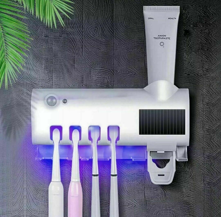 Automatic Toothbrush Holder with Wall Mounted Toothpaste Dispenser