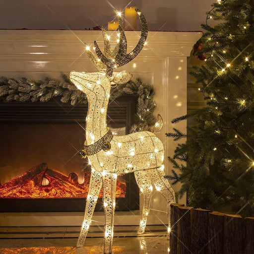 Renna luminosa di Natale oro con LED bianco caldo