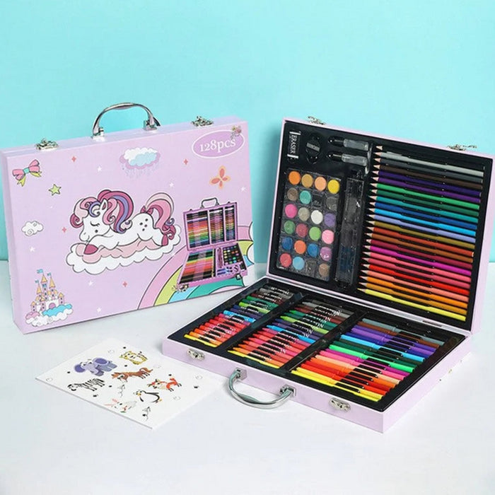 Set disegno bambini 128 pezzi valigetta Unicorno