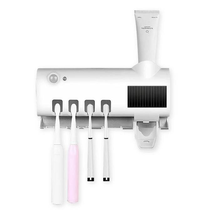 Automatic Toothbrush Holder with Wall Mounted Toothpaste Dispenser