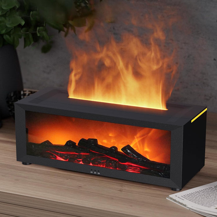 umidificatore 3-in-1 aromaterapia con effetto fuoco LED e spegnimento automatico